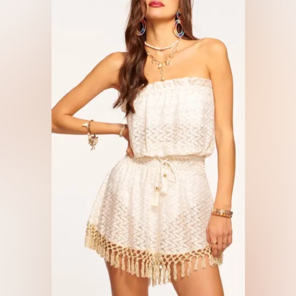 NEW Ramy Brook Lauryn Strapless Fringe Hem Mini Dress, Size M